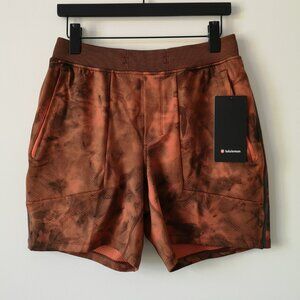 NWT LULULEMON DDWC Orange Black Textured Tech Shorts 7" LL Men's Medium